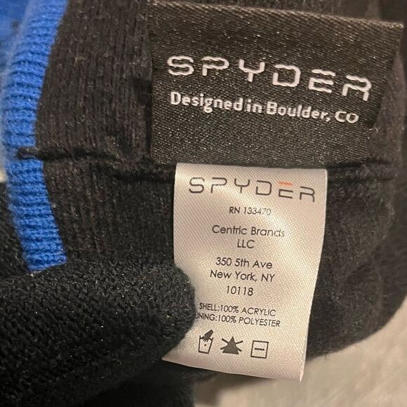 Beanie Hat Men’s by SPYDER - Web Design Ski Winter Cap Blue - Picture 4 of 5